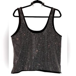 Good American Diamond Knit Black Top NWT